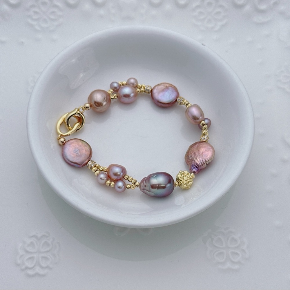 B77 Handmade Freshwater Baroque Pearl Bracelet